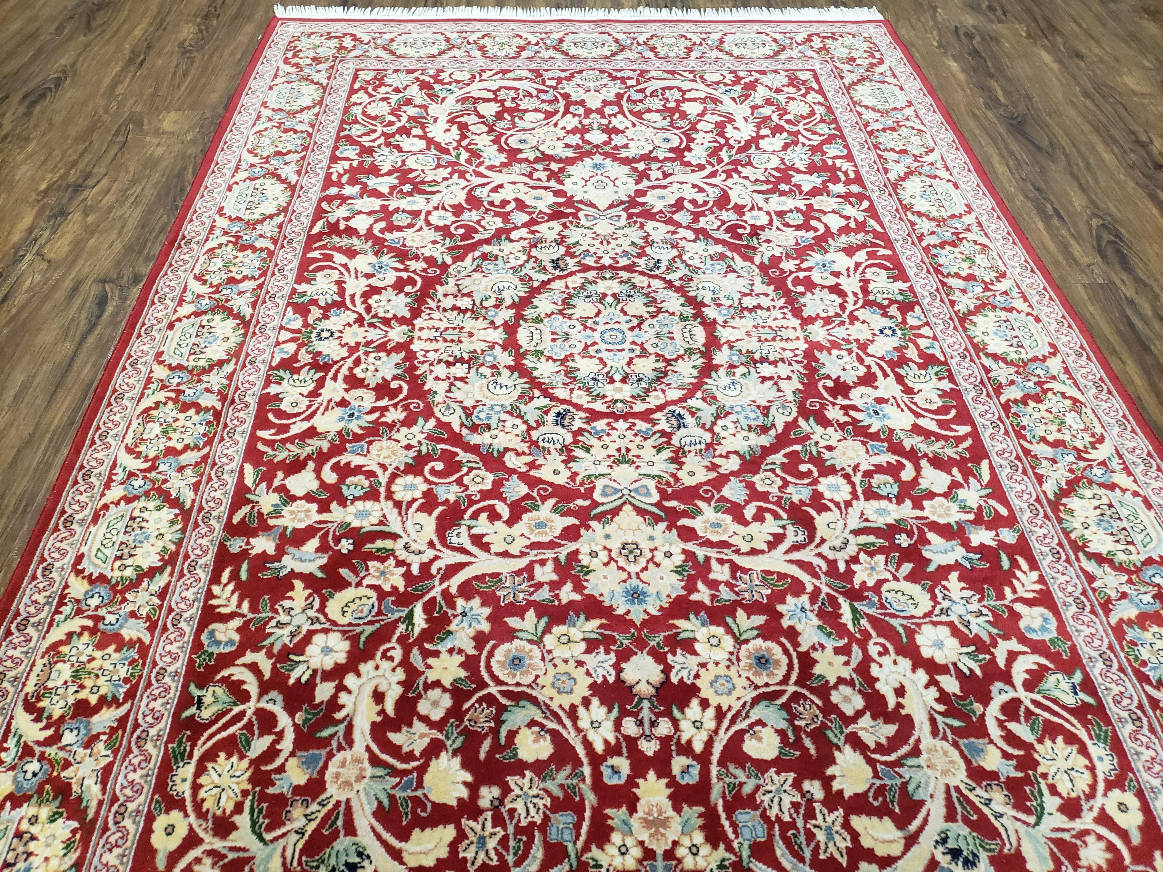 Vintage Pak Persian Area Rug, Red & Beige Pakistani Oriental Carpet, Hand-Knotted Wool Rug, 4x6 Rug Handmade Hand Knotted, Foyer Room Rug - Jewel Rugs