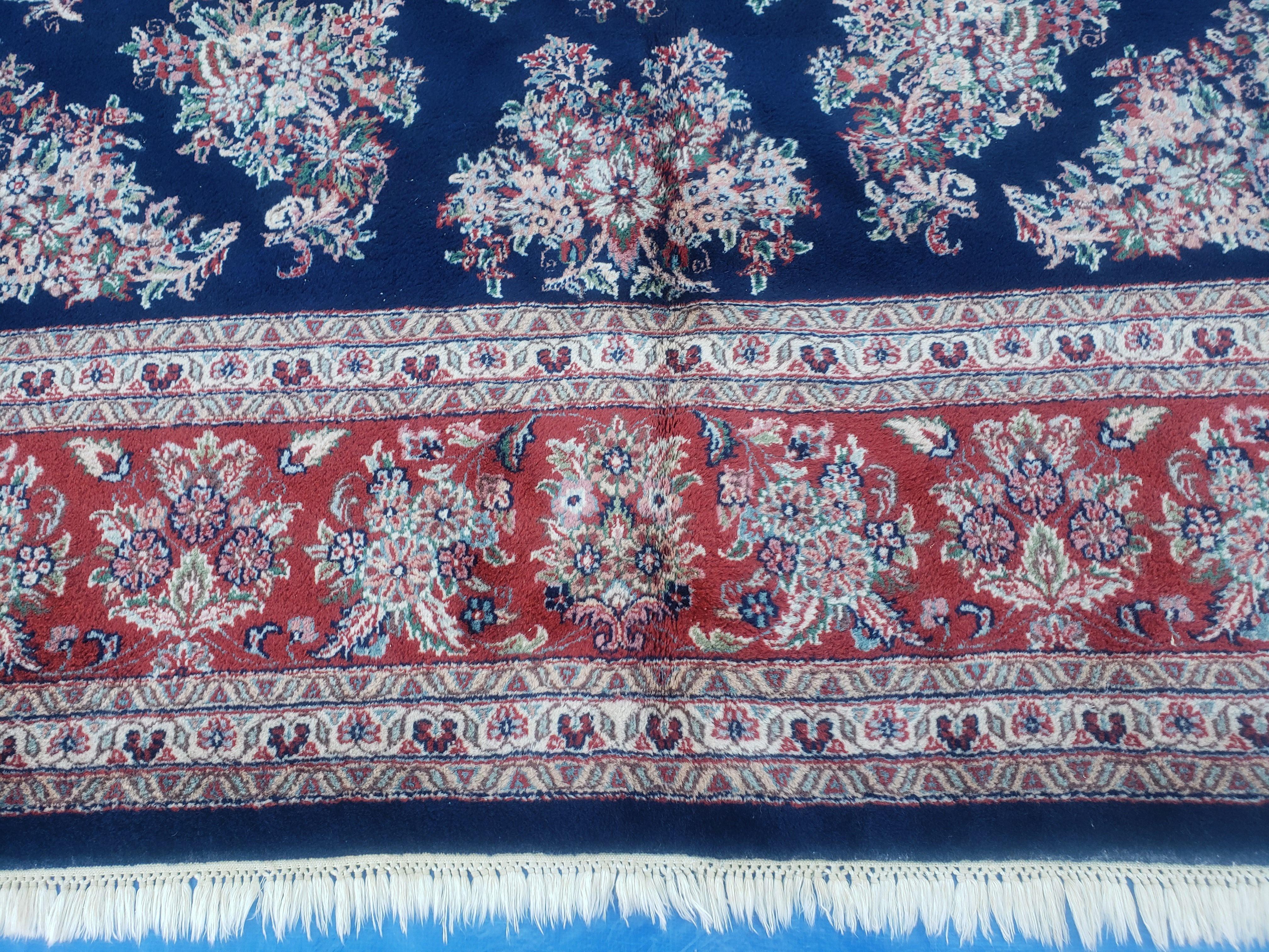 10' X 13' Vintage Handmade Wool Rug Blue Red Organic Nice Oriental Carpet - Jewel Rugs