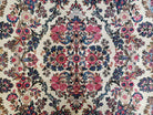 Antique Persian Kirman Rug, Ivory - Light Blue - Rose, Hand-Knotted, Wool, 5' 11" x 8' 11" - Jewel Rugs