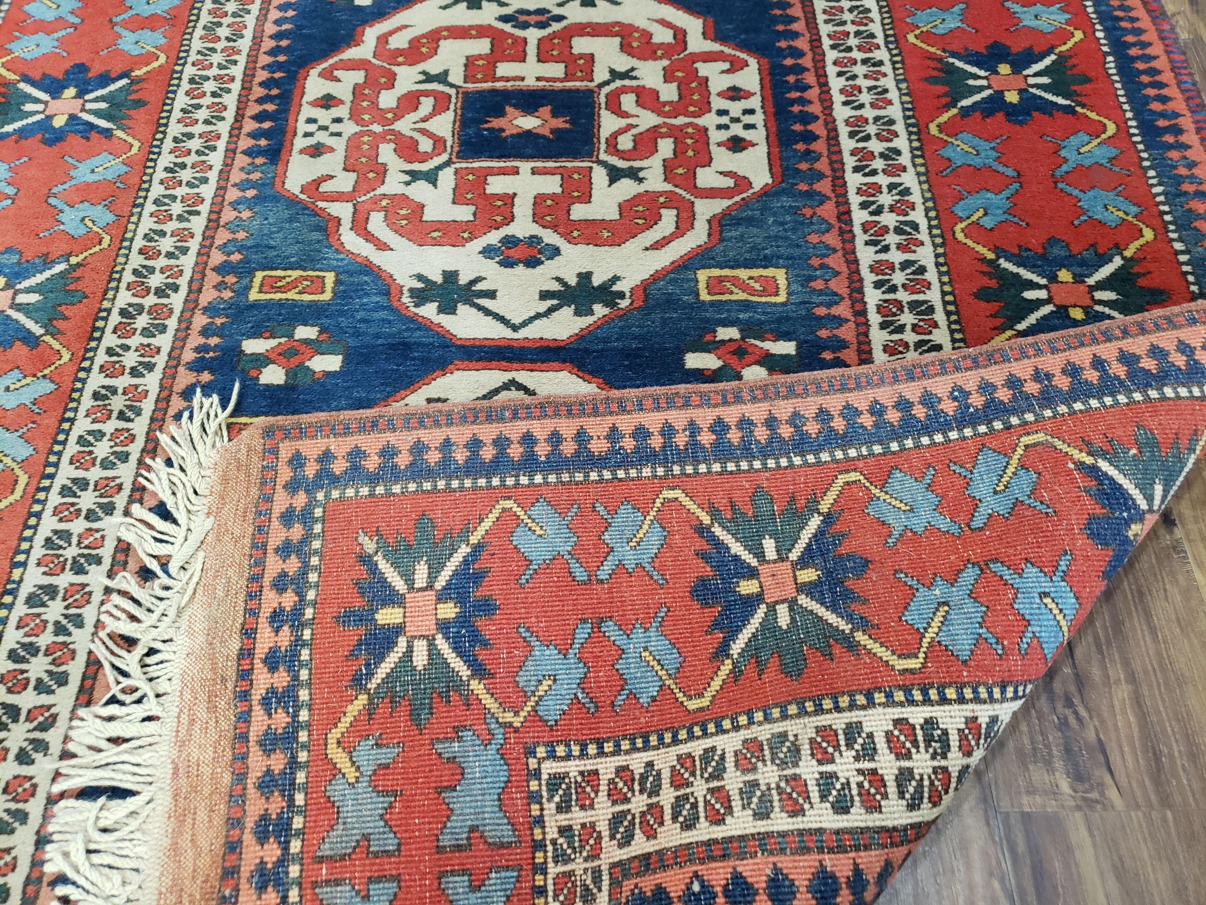 5' x 6' Vintage Top Quality Handmade Wool Rug Kazak Turkish Carpet Geometric - Jewel Rugs