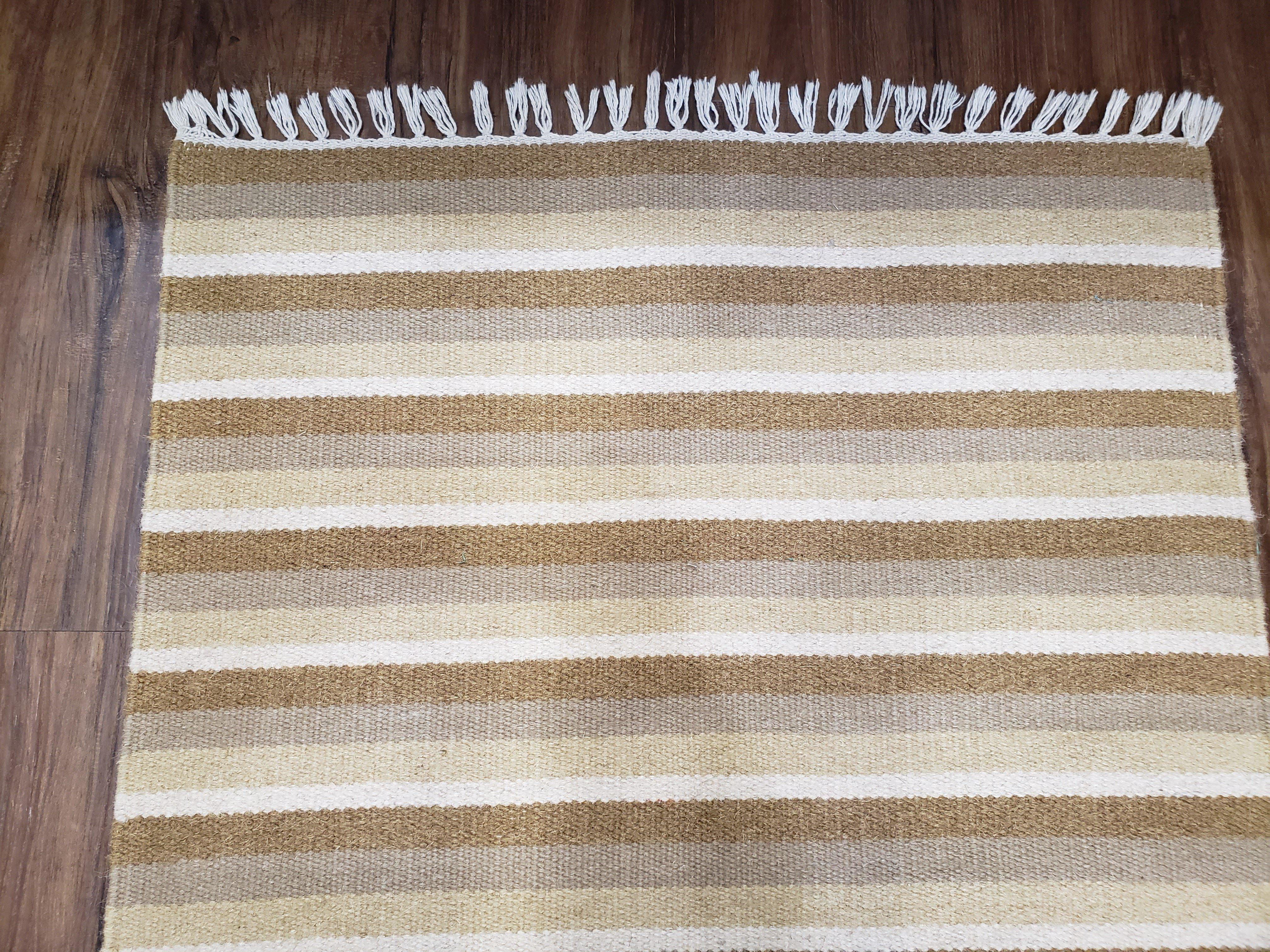 Striped Runner Rug, Flatweave Runner Rug, Hallway Runner, 15 ft Carpet Runner for Hall, Earth Tone Colors, Handmade Hand Woven Farmhouse Rug - Jewel Rugs