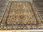 Pretty Indo Persian Rug 6x9, Allover Floral Motif with Birds, Tan/Cream, Very Fine Oriental Carpet, Hand Knotted Vintage Indian Wool Rug - Jewel Rugs