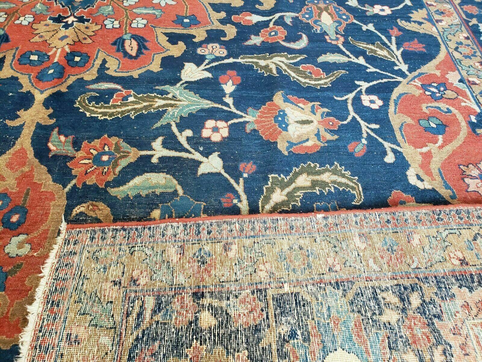 11' X 18' Antique Handmade Turkish Wool Rug Phoenix Bird Animal Pictorial Nice Blue and Red Fine Carpet - Jewel Rugs