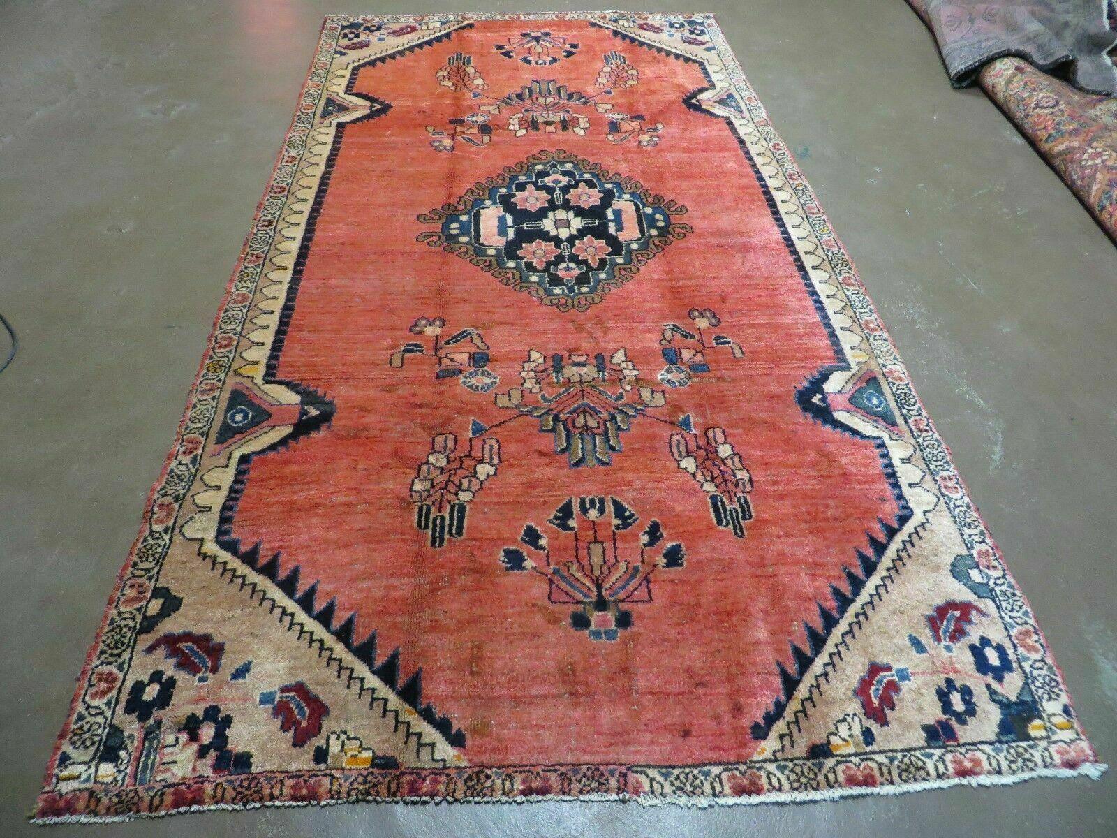 5' X 9' Antique Handmade India Floral Oriental Wool Rug Vegetable Dye Red Nice - Jewel Rugs