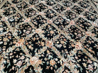 10' X 14' Handmade Fine Chinese Allover Floral Wool Rug Hand Knotted Black Nice - Jewel Rugs