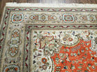 8' X 10' Vintage Handmade India Oriental Floral Wool Rug Tomato Red Nice - Jewel Rugs