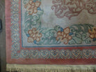 9' X 12' Vintage Handmade Chinese Carving Sculpture Wool Rug Flower Design Pink Carpet - Jewel Rugs