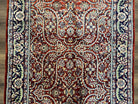 Indo Persian Rug 4x7, Allover Floral Oriental Carpet, Red and Navy Blue, Hand Knotted Indian Kashmiri Traditional Vintage Area Rug 4 x 7 ft - Jewel Rugs