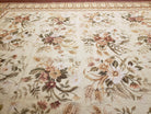 Needlepoint Rug 8x10 Aubusson Rug Victorian Floral Rug Handmade French Style French Decor Garden Panel Beige 8 x 10 Area Rug 100% Wool - Jewel Rugs