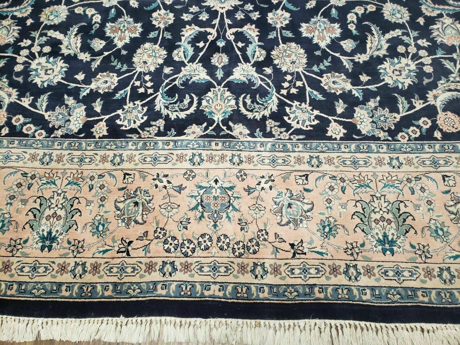 8' X 10' 5" Fine Handmade Chinese Allover Oriental Wool Rug Carpet Navy Blue - Jewel Rugs