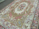 5' X 8' Vintage Handmade Hooked Rug Aubusson Pattern Floral Garden Nice - Jewel Rugs