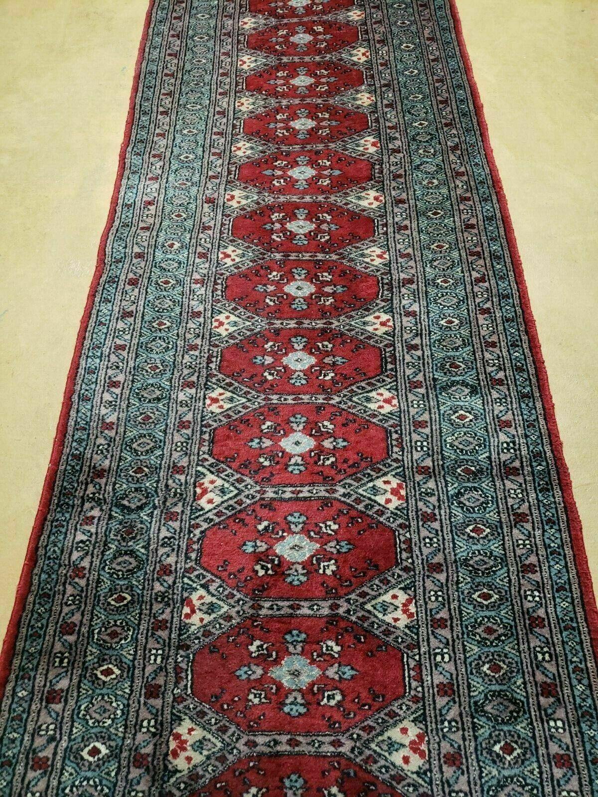 2' 8" X 9' 4" Vintage Handmade Bokhara Turkoman Pakistani Wool Runner Rug Nice - Jewel Rugs