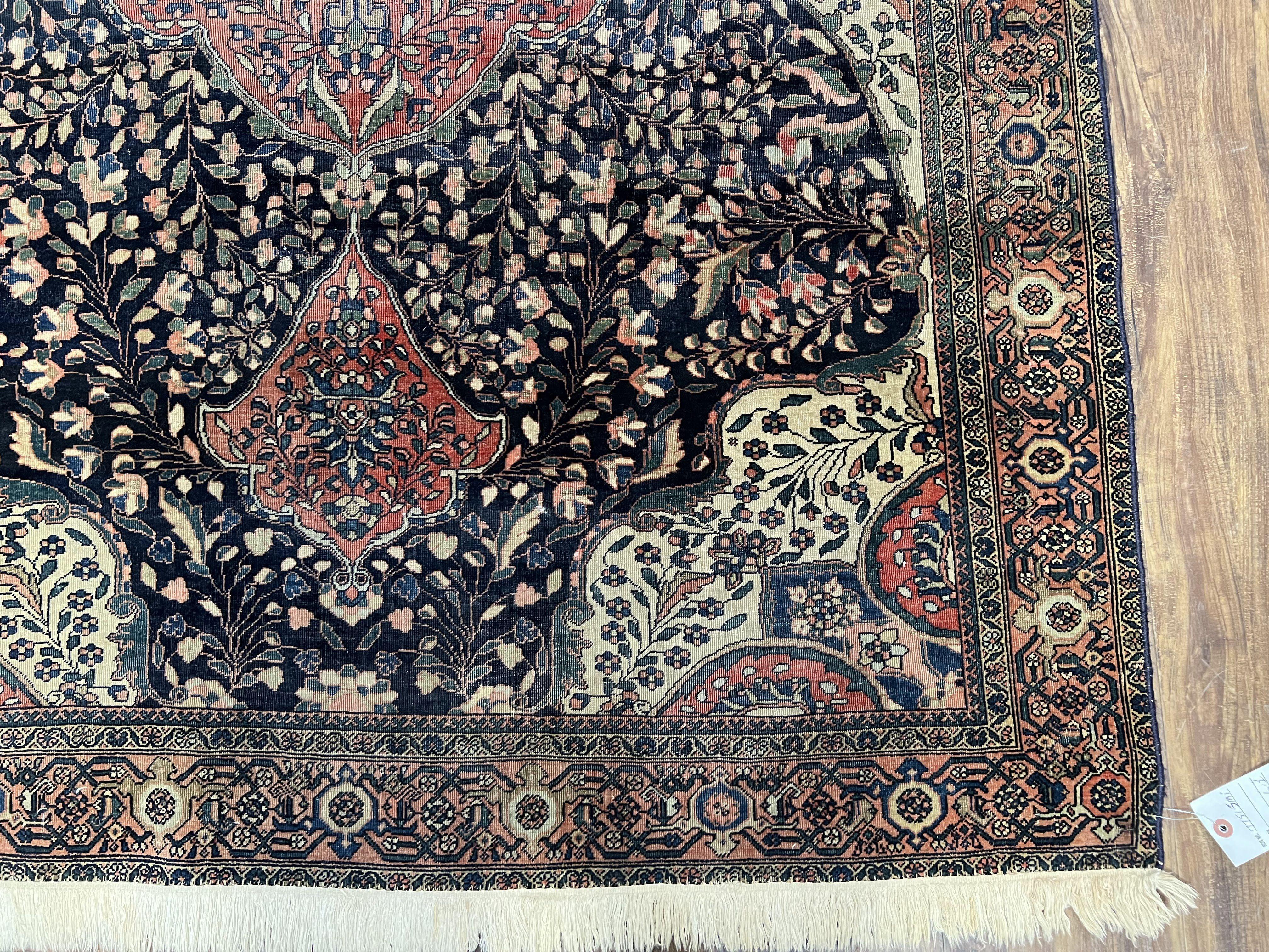 Antique Persian Sarouk Farahan Rug 4.4 x 6.7, Collectible Persian Carpet, Very Fine 1880s Late 19th Century Rug, Floral Medallion, Black Red Oriental Rug - Jewel Rugs