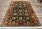 Indo Persian Rug 6x9, Mahal Sultanabad Carpet 6 x 9 ft, Hand Knotted Wool Oriental Rug, Floral Allover, Dark Blue-Green Red, Traditional Rug - Jewel Rugs