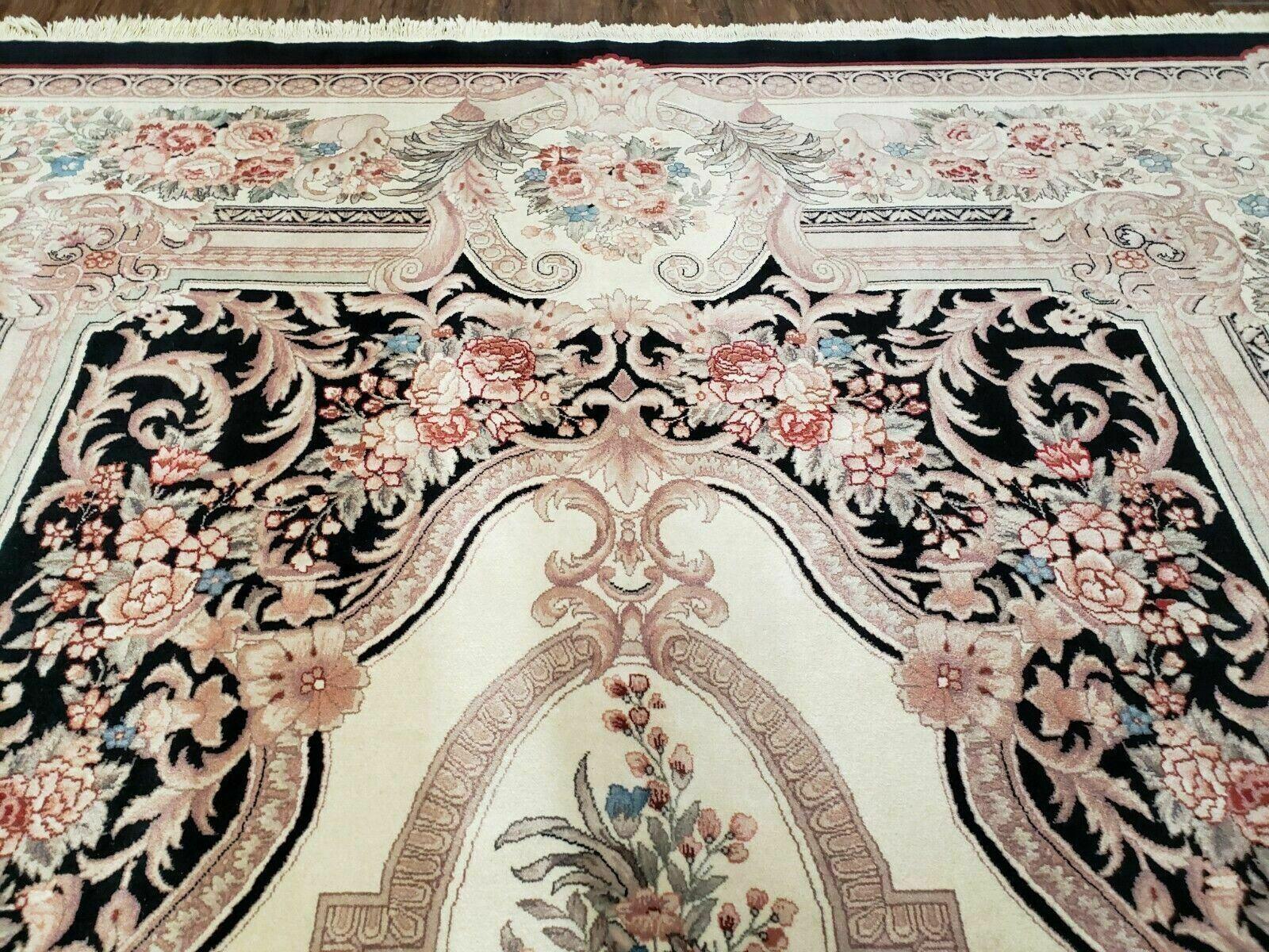 8' 7" X 11' 5" Chinese Handmade Wool Rug Aubusson Savonnerie Silk Accent Beauty - Jewel Rugs