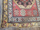 Antique Caucasian Kazak Runner Rug 10.5 ft Long, Red Orange Hand-Knotted Wool Carpet, 3x11 Oriental Runner, Shabby Chic, Boho Rug - Jewel Rugs