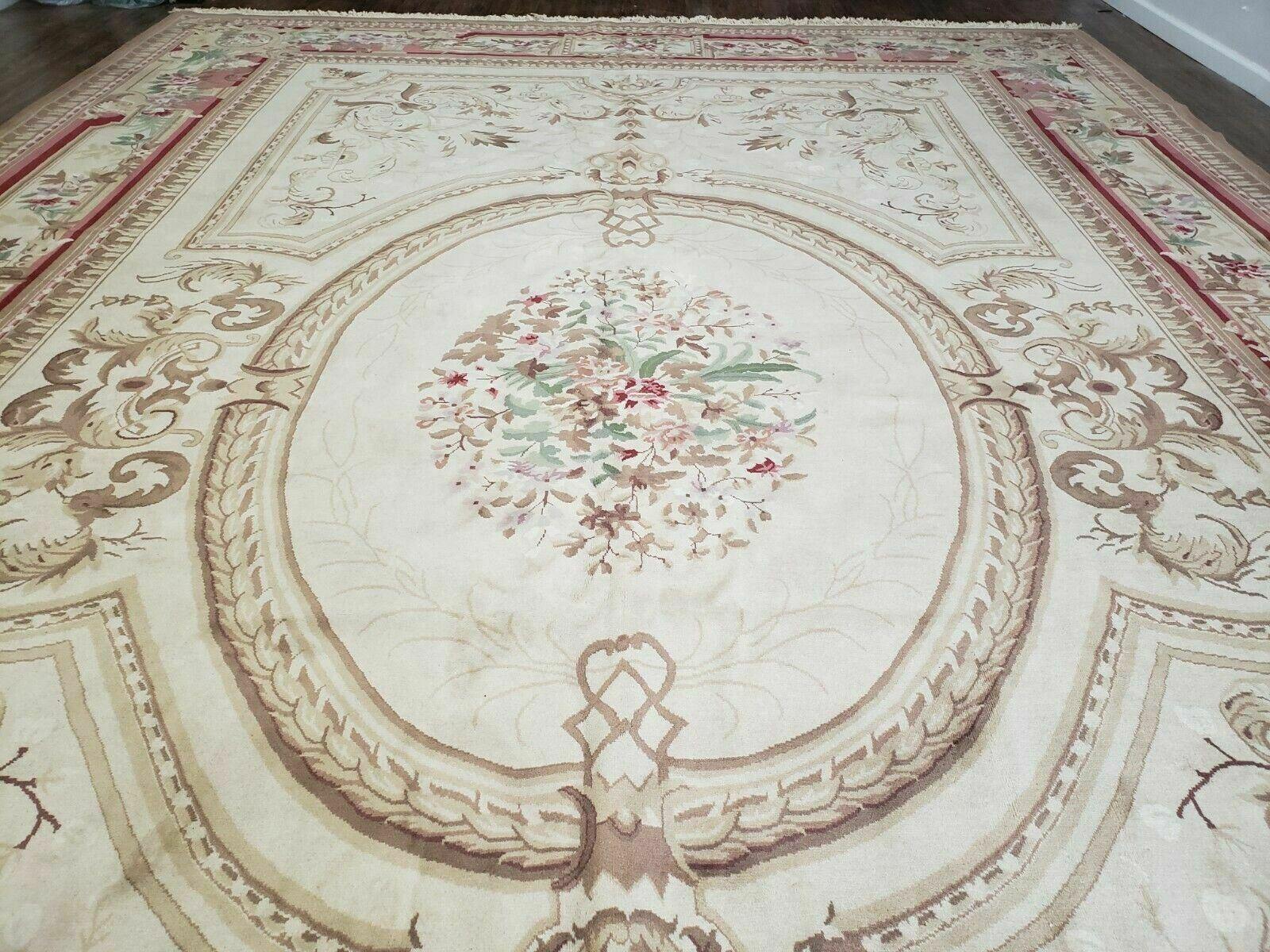 12' X 18' Magnificent Handmade Wool Rug Chinese Aubusson Savonnerie Design Nice - Jewel Rugs