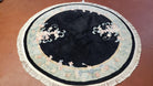 6x6 Round Rug Hand-Knotted Black Carving Chinese 90 Line Art Deco 6ft Round Carpet Floral Pattern Gray Traditional Classic Chinese Design - Jewel Rugs