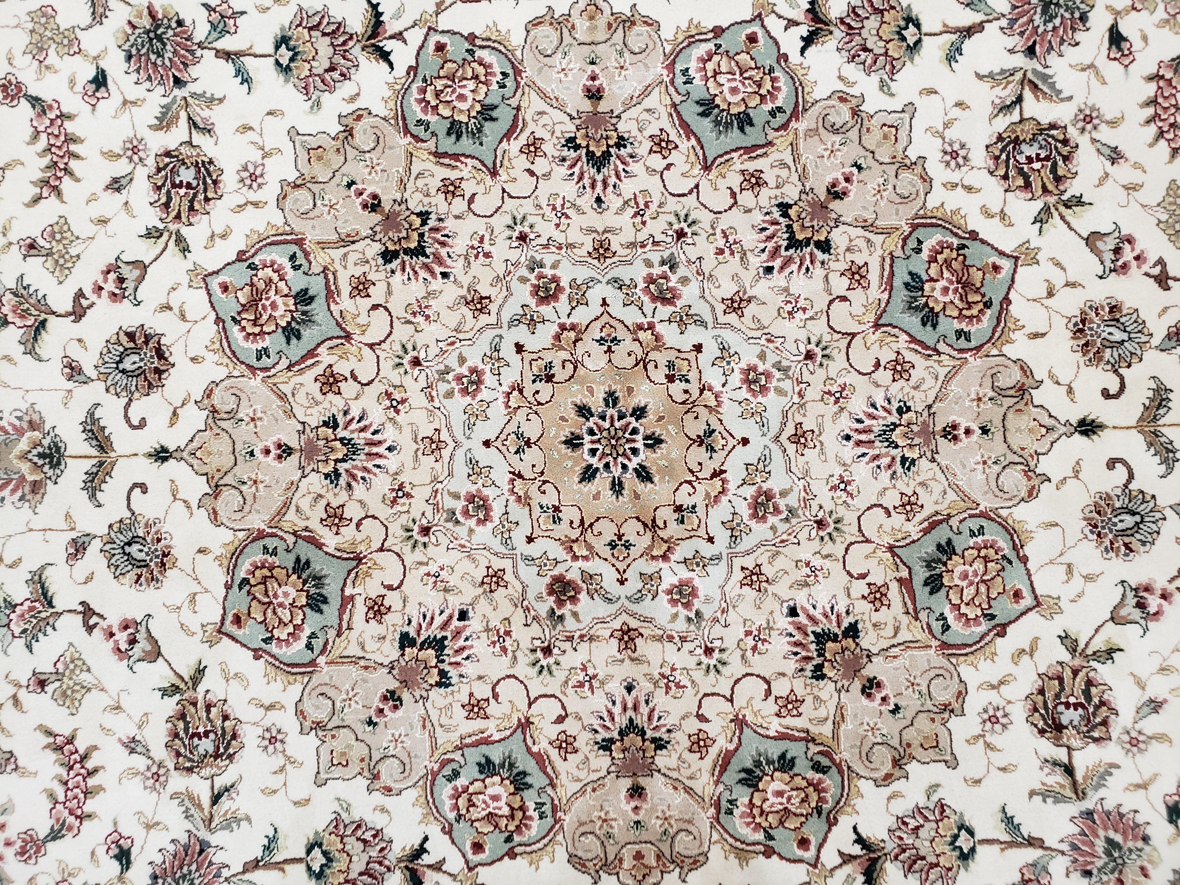 Vintage Rug, Hand-Knotted Oriental Carpet, Sino-Persian Rug, Elegant Traditional Rug, Central Medallion, Floral, Wool Silk Area Quality Rug - Jewel Rugs