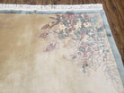 6' X 9' Vintage Hand Made CHINESE Art Deco 90 LINES Wool Rug Flowers Nice - Jewel Rugs