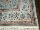 10' X 13' Vintage Handmade Indian Amritsar Wool Rug Oatmeal Soft Blue - Jewel Rugs