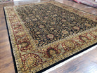 Large Indo Persian Oriental Rug 10x13.7, Wool Hand-Knotted Midnight Blue Red Allover Floral Indian Carpet, 10x13 - 10x14 Living Room Rug - Jewel Rugs