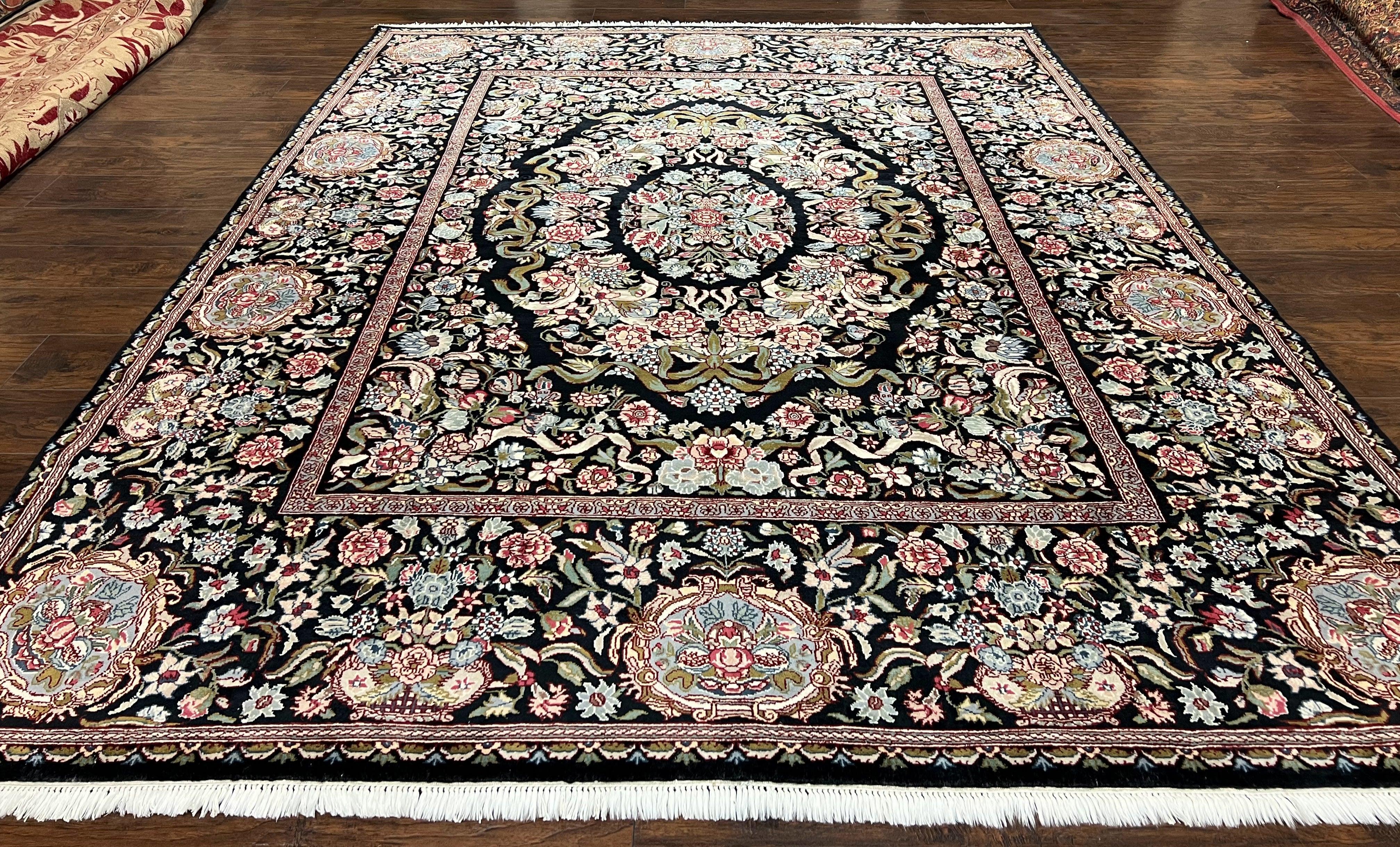 Stunning Pak Persian Floral Rug 8x10, Highly Detailed Elegant Floral Wool Carpet, Aubusson European Design, Wool, Traditional Vintage Rug - Jewel Rugs