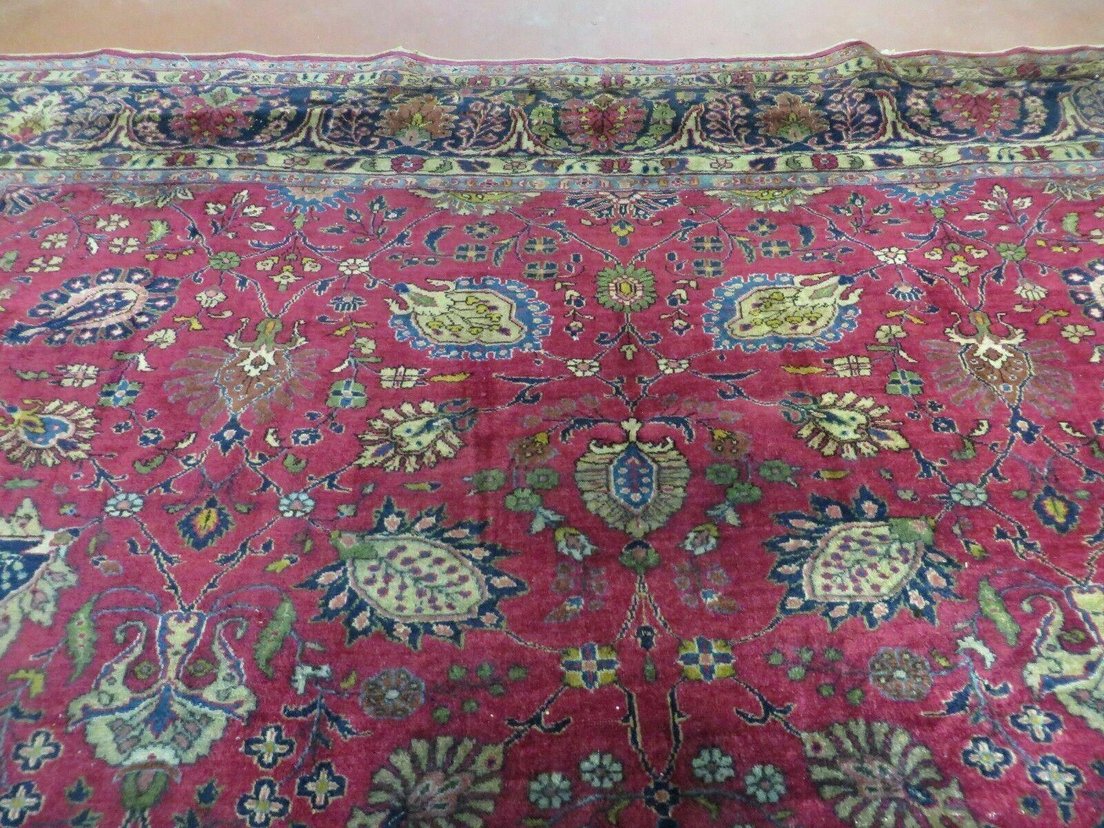 9' X 12 Antique 1920s Handmade Agra Indo Rug Beautiful Wine Red Vegetable Dye - Jewel Rugs