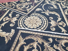 Black and Tan Aubusson Rug, 10 x 14 Aubusson Carpet, New Aubusson Rug, Elegant, Wool, Handmade Area Rug, Flatweave Rug, Large Aubusson Rug - Jewel Rugs