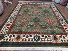 Indo Persian Rug 8x10, Green Indian Carpet, Indo Mahal Room Sized Rug, Green and Ivory Rug, Traditional Oriental Carpet, Wool, Soft Pile - Jewel Rugs