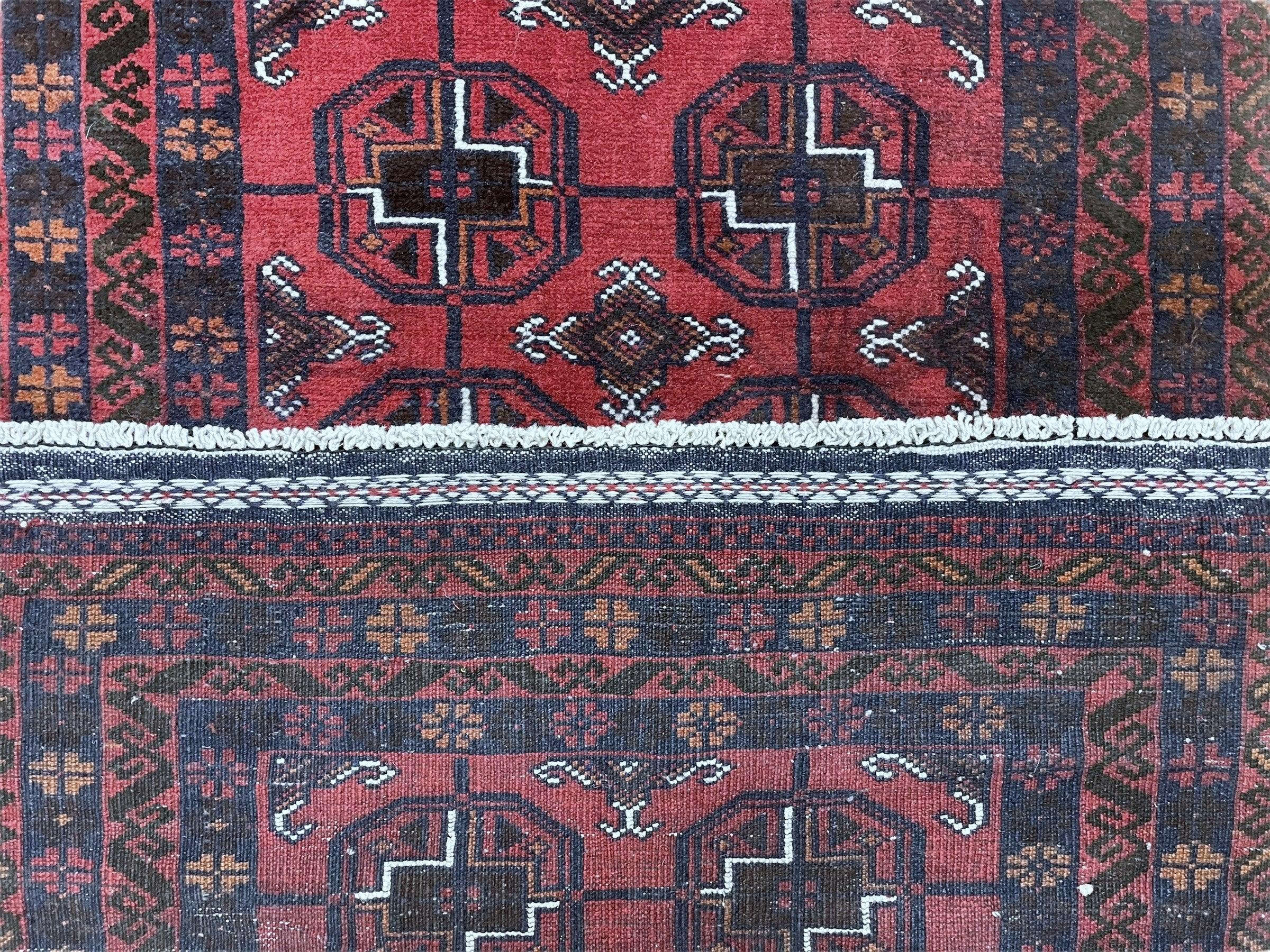 3 X 5 Vintage Handmade Tribal Wool Rug Balouchi Rug Afghan Rug Red Beige Nice - Jewel Rugs