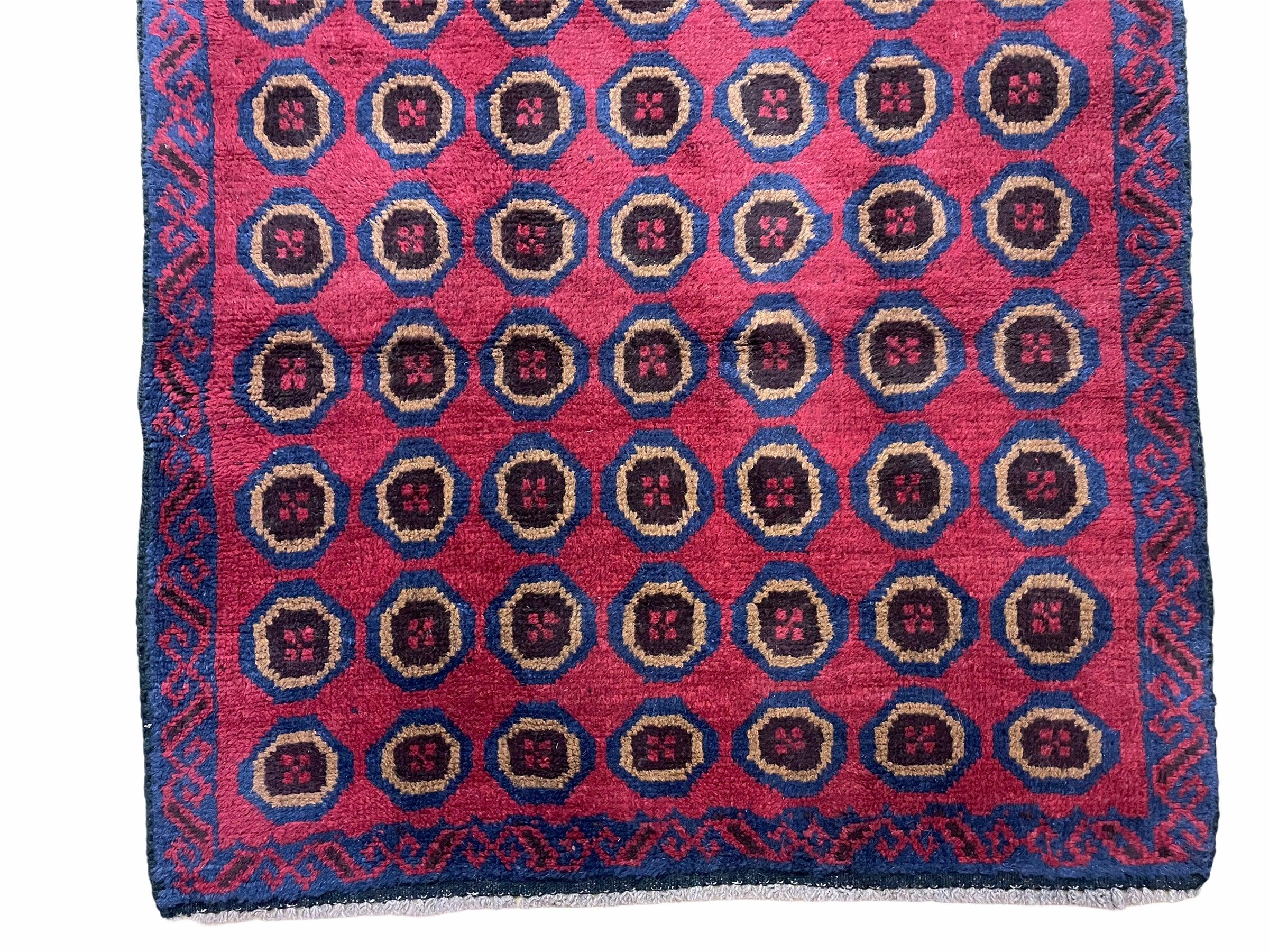 3'X 4'8" Vintage Handmade Tribal Wool Rug Balouchi Rug Afghan Rug Red Beige Blue - Jewel Rugs