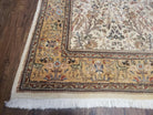 Semi Antique Persian Tabatabaie Tabriz Rug, Animal Pictorials, Ivory & Gold, Hand-Knotted, Wool, 7' 10" x 10' 6" - Jewel Rugs