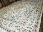 10' X 13' Vintage Handmade Indian Amritsar Wool Rug Oatmeal Soft Blue - Jewel Rugs