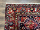 Wonderful Persian Rug 7x10, Persian Shiraz Yalameh Tribal Rug 7 x 10, Semi Antique Colorful Persian Carpet, Geometric Diamond, Handmade Wool, Red Navy Blue - Jewel Rugs