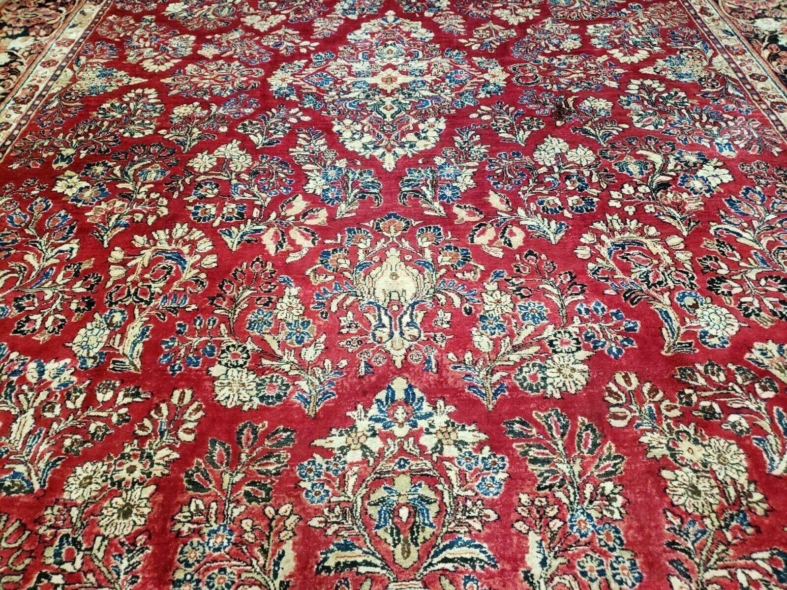 10' X 17' Antique Palace Size Handmade Persian Sarouk Wool Area Rug Red Veg Dyes Top Quality Unique Elegant Floral - Jewel Rugs