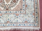 Fine Antique Persian Light Colored Kashan Carpet, 7x12, Top Quality, Rare, Ivory & Blues, Hand-Knotted, Wool - Jewel Rugs