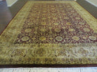 10' X 14' Vintage Handmade Indo AGRA Larestan Wool Rug Maroon Detailed Nice - Jewel Rugs