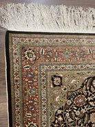 Wonderful Silk Turkish Hereke Rug 3x4, Fine Silk Oriental Carpet, Authentic Hereke Rug, Signature from Master Weaver, Floral Medallion Black - Jewel Rugs