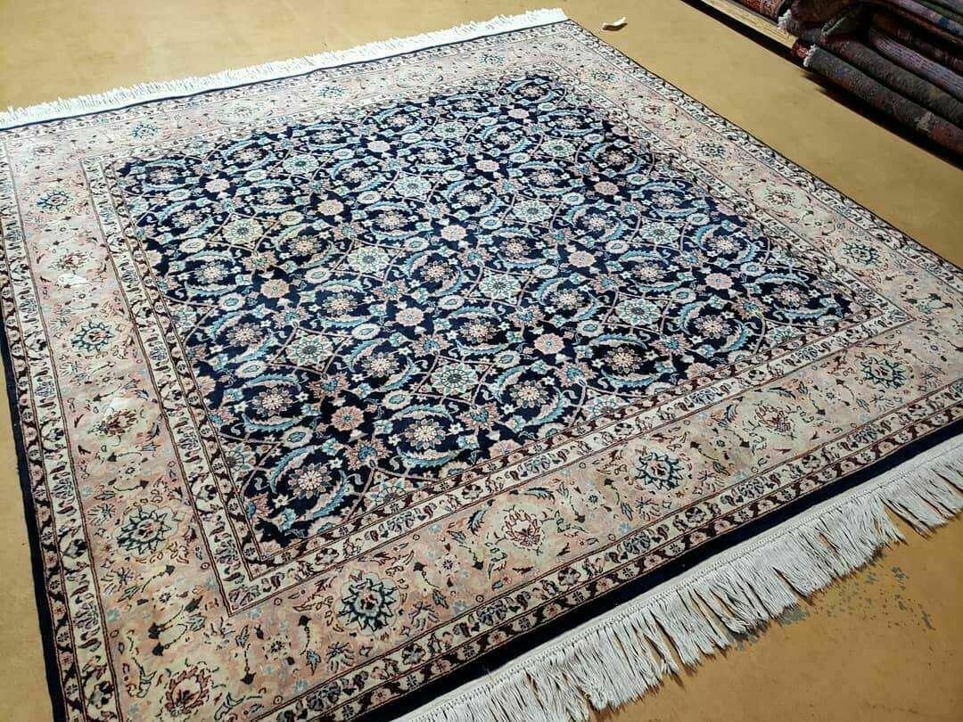 6' X 6' Gorgeous Handmade India Floral Oriental Wool Rug Square Blue Carpet Wow - Jewel Rugs