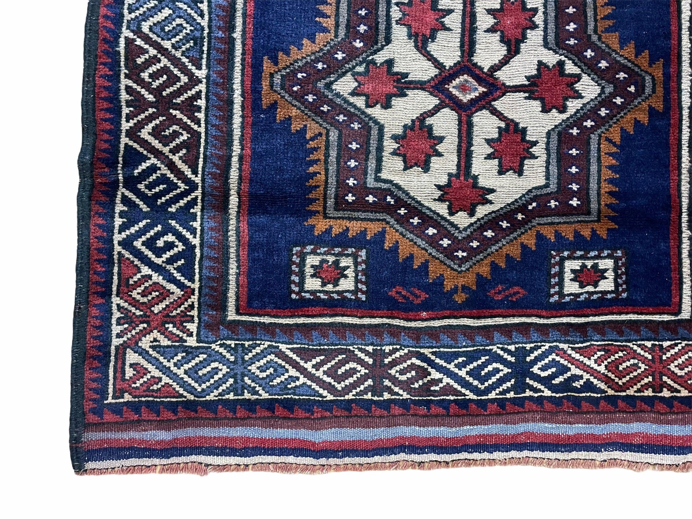 3 X 4 Handmade Tribal Wool Rug Baluchi Rug Afghan Balouch Rug Blue Red Beige - Jewel Rugs