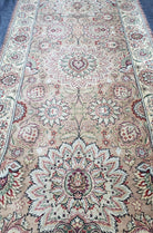 Vintage Very Long Runner 27' ft, Hand-Knotted, Light Salmon Pink & Beige, Indo Mahal Rug, Indian Carpet, Persian Oriental Design, 4' x 27' - Jewel Rugs