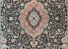 Wonderful Sino Persian Rug 10x14, Wool on Silk Foundation, Very Fine Floral Medallion Oriental Carpet, Dark Green Salmon Pink Light, Wow - Jewel Rugs