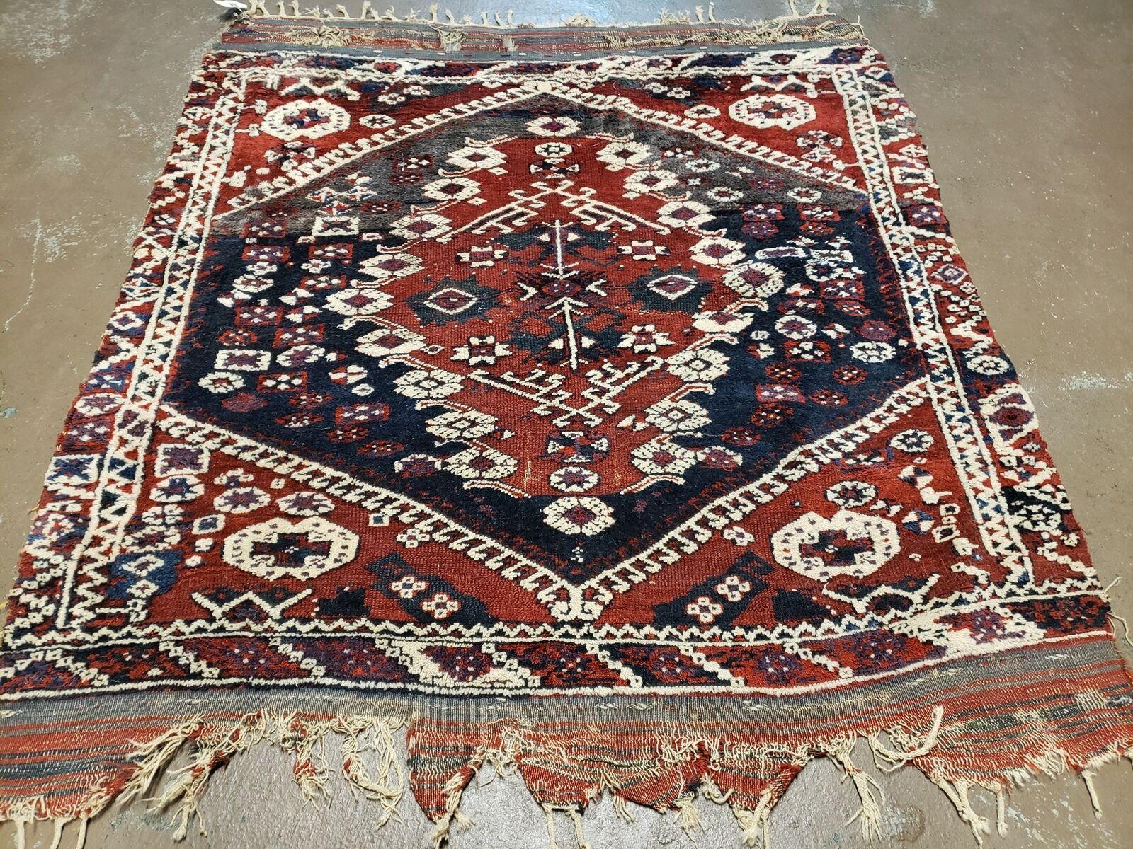 4' X 4' 4" Antique Handmade Turkish Oriental Bergema Wool Veg Dyes Tribal Collectible Rug - Jewel Rugs