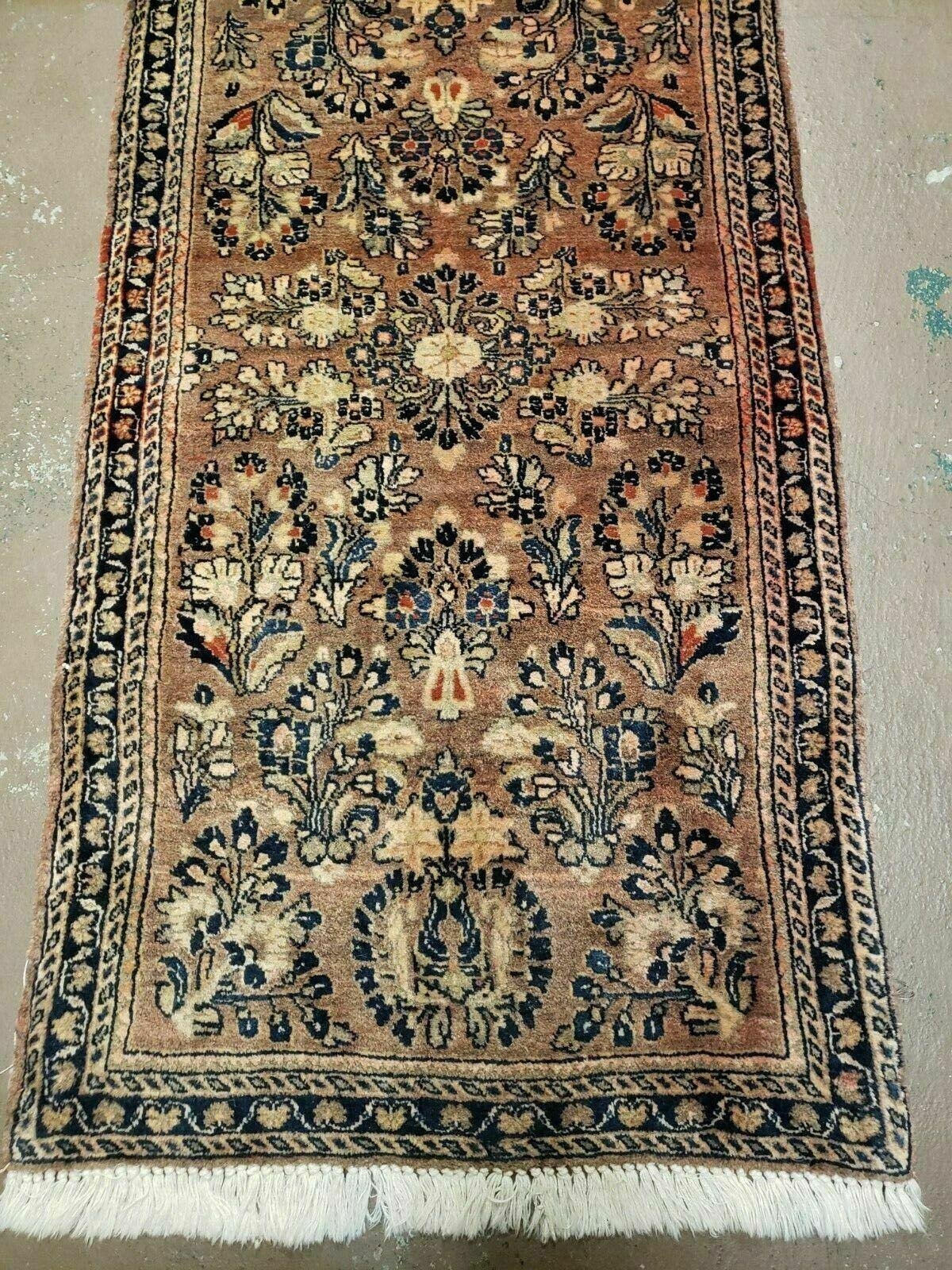 2' X 4' Antique Handmade Sarouk Floral Wool Rug Blue Organic Vegetable Dye Nice - Jewel Rugs