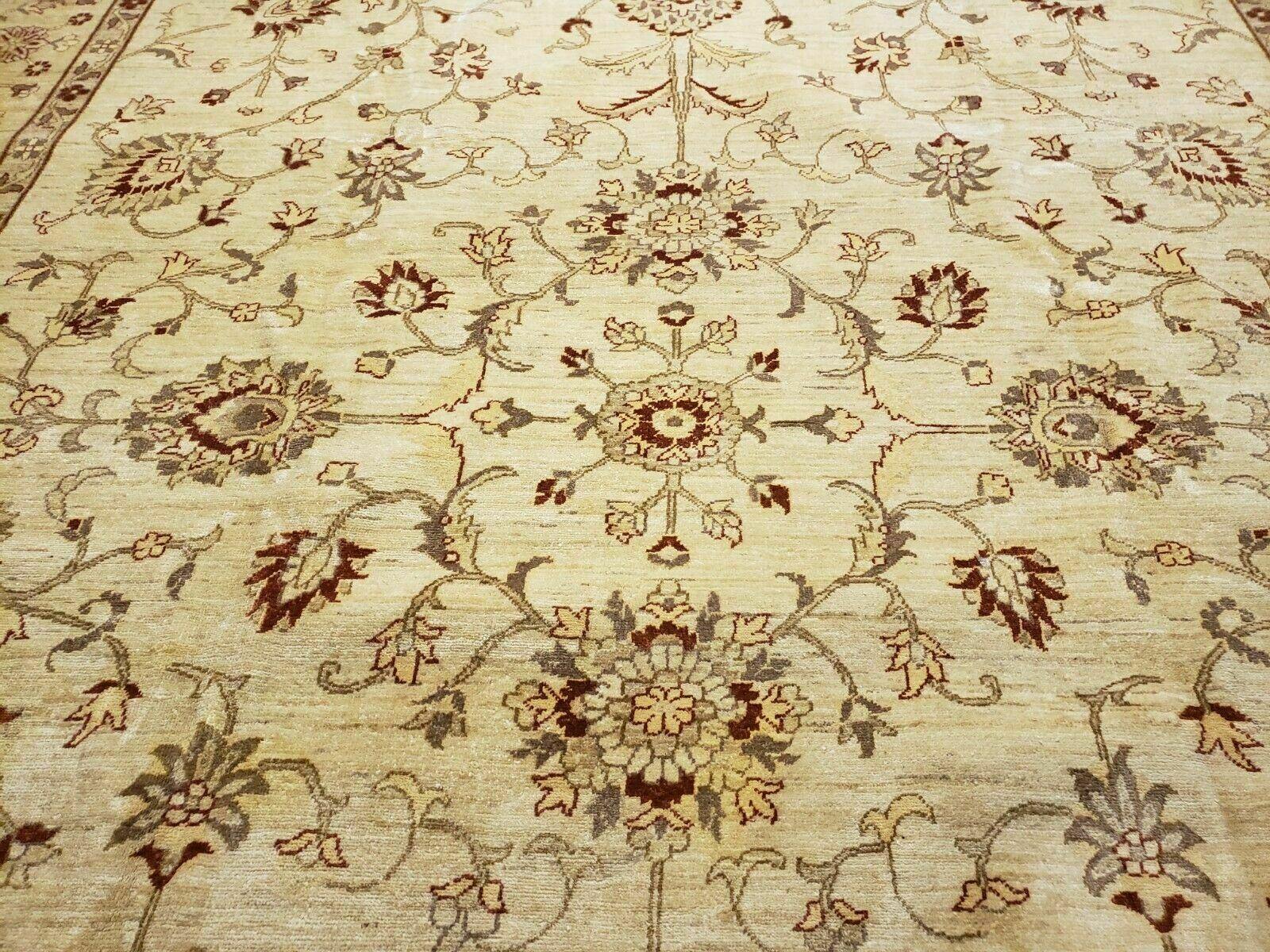 10' X 14' Handmade Peshawar Oushak Wool Rug Oatmeal Beige Organic Beauty - Jewel Rugs