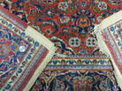 Persian Kashan Rug 4x7, Red and Navy Blue Semi Antique Vintage Wool Oriental Carpet, Hand Knotted Rug, Floral Medallion, High Quality Fine Carpet - Jewel Rugs