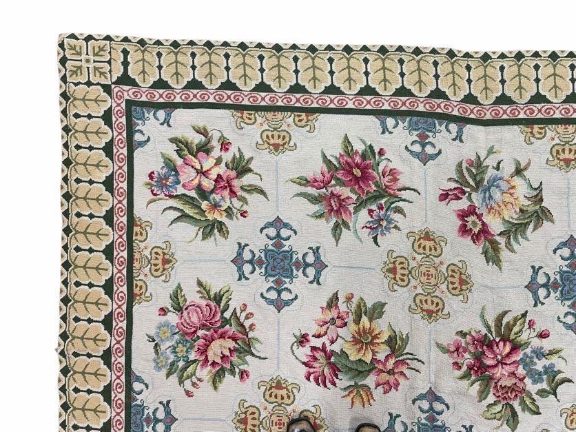 Hand-Knotted Needlepoint Carpet 6x9, Ivory/Cream Background, Colorful Flowers, Yellow Border, Aubusson Rug 6 x 9, New, Handmade - Jewel Rugs