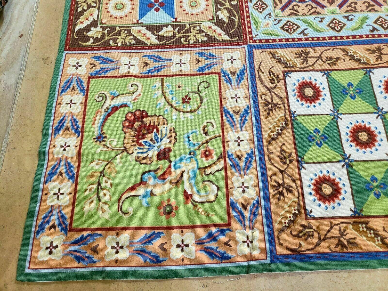 8' X 11' Handmade Chinese English Design Needlepoint Wool Rug Flat Weave Beauty - Jewel Rugs