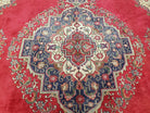 Semi Antique Tabriz Rug with Central Medallion, Red, 9'8" x 12'5" - Jewel Rugs